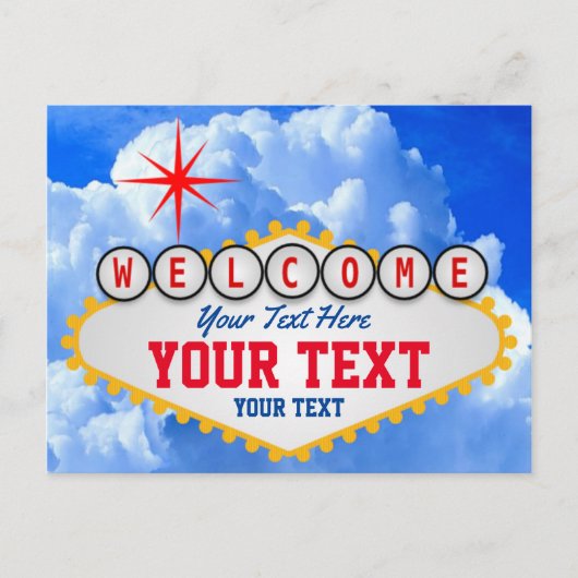 Welkom bij Las Vegas Sign Jouw tekst Briefkaart (Voorkant)