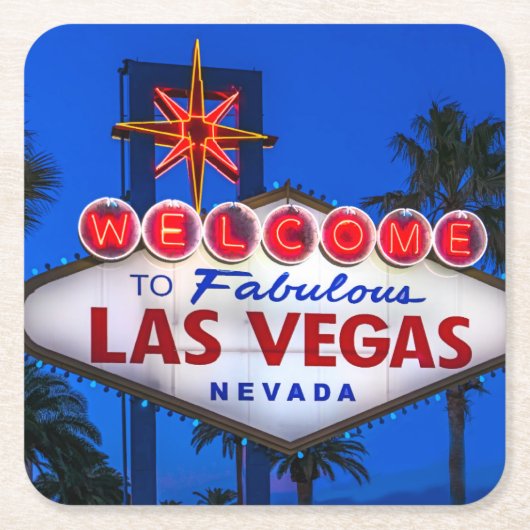 Welkom bij Las Vegas Sign Kartonnen Onderzetters (Voorkant)