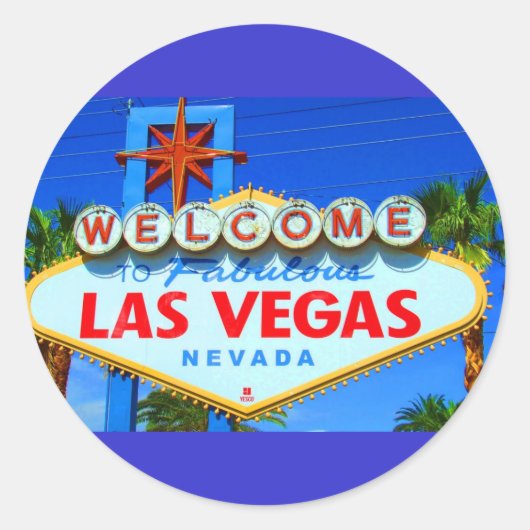 Welkom bij Las Vegas Sign Round Stickers (Voorkant)