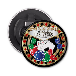 Welkom bij Las Vegas Style - Red en Gold Button Flesopener