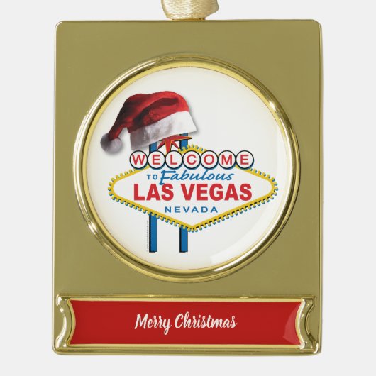 Welkom bij Las Vegas Verguld Banner Ornament (Voorkant)