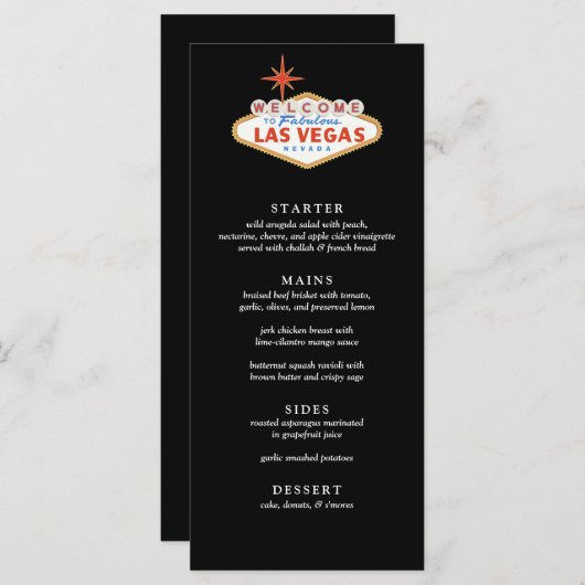 Welkom bij Las Vegas Wedding Reception Menu (Voorkant / Achterkant)