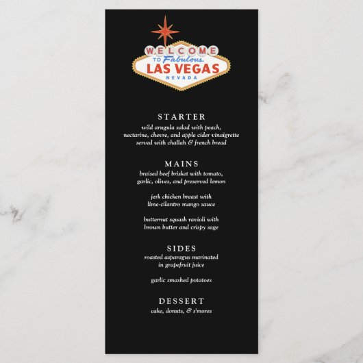 Welkom bij Las Vegas Wedding Reception Menu (Voorkant)