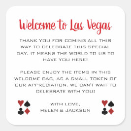 Welkom bij Las Vegas Wedding Welcome Basket Vierkante Sticker