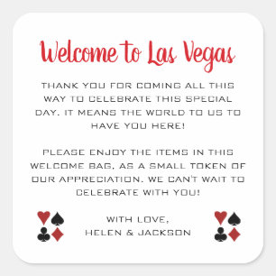 Welkom bij Las Vegas Wedding Welcome Basket Vierkante Sticker