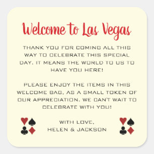 Welkom bij Las Vegas Wedding Welcome Basket Vierkante Sticker