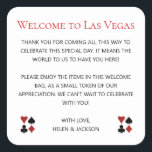 Welkom bij Las Vegas Wedding Welcome Gift Bag Vierkante Sticker<br><div class="desc">Trouwen in Las Vegas? Deze witte en zwarte stickers zijn een perfecte aanvulling op de welkomstmand van uw gast in hun accommodatie. Personaliseer met uw eigen oprechte tekst.</div>