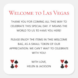 Welkom bij Las Vegas Wedding Welcome Gift Bag Vierkante Sticker