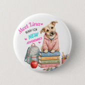 Welkom bij Lina's Schoolavonturen! Ronde Button 5,7 Cm (Voorkant)