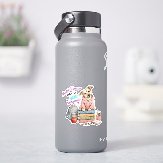 Welkom bij Lina's Schoolavonturen! Sticker (HydroFlask)