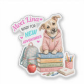 Welkom bij Lina's Schoolavonturen! Sticker (Voorkant)