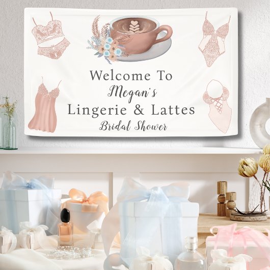 Welkom bij Lingerie & Lattes Bruidsmeisjesfeest Spandoek