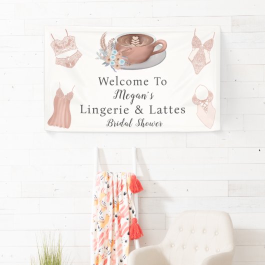 Welkom bij Lingerie & Lattes Vrijgezellenfeest Spandoek (Insitu)