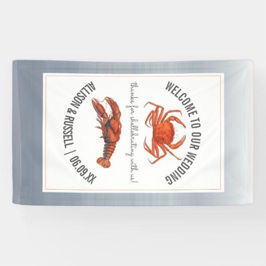 Welkom bij Lobster & Crab Wedding Chambray Spandoek (Horizontaal)