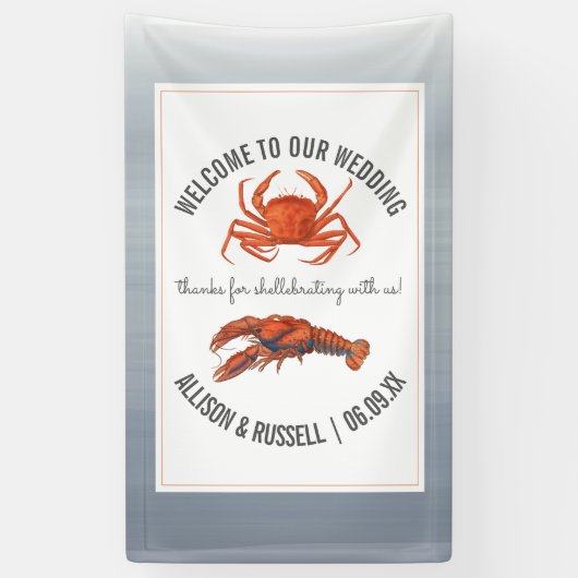 Welkom bij Lobster & Crab Wedding Chambray Spandoek (Verticaal)