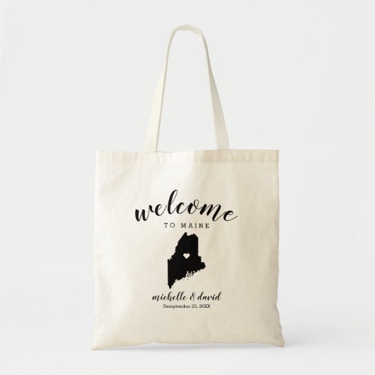 Welkom bij Maine | State Silhouette Wedding Tote Bag (Voorkant)