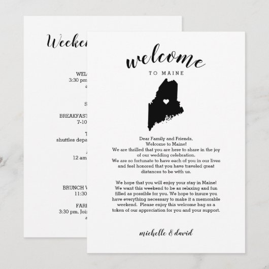 Welkom bij Maine | Wedbrief en reisroute (Voorkant / Achterkant)