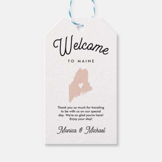 Welkom bij MAINE Wedding OM HET EVEN WELKE KLEUR! Cadeaulabel (Voorkant)