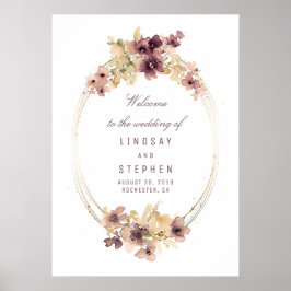 Welkom bij Mauve and Gold Vintage Wedding Poster