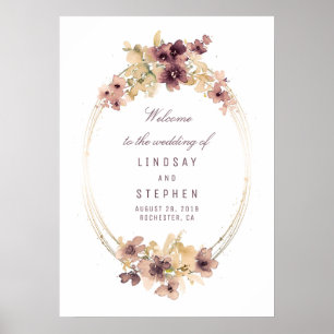 Welkom bij Mauve and Gold Vintage Wedding Poster