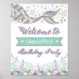 Welkom bij Mermaid Sign Birthday Decor Pool Party Poster