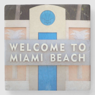 Welkom bij Miami Beach-teken Stenen Onderzetter
