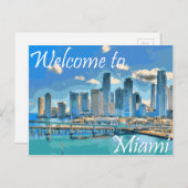 Welkom bij Miami English Paint Effected Afbeelding Briefkaart (Voorkant / Achterkant)