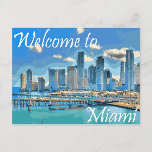 Welkom bij Miami English Paint Effected Afbeelding Briefkaart