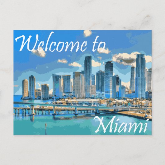 Welkom bij Miami English Paint Effected Afbeelding Briefkaart (Voorkant)