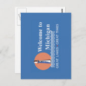 Welkom bij Michigan - USA Road Sign Briefkaart (Voorkant / Achterkant)