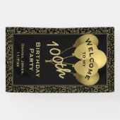 Welkom bij mijn 100e verjaardag - Gold/Black Spandoek (Horizontaal)