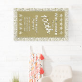 Welkom bij mijn 100e verjaardag - Gold/White Spandoek (Insitu)