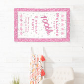 Welkom bij mijn 100e verjaardag - Roze/Wit Spandoek (Insitu)