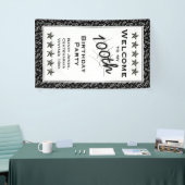 Welkom bij mijn 100e verjaardag: zwart/wit spandoek (Beurs)