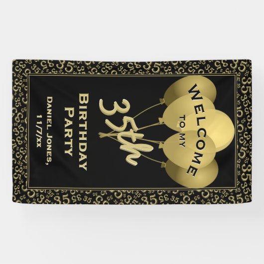 Welkom bij mijn 35e verjaardag - Gold/Black Spandoek (Horizontaal)