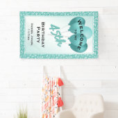 Welkom bij mijn 45e verjaardag: Blauwgroen/wit Spandoek (Insitu)