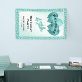 Welkom bij mijn 45e verjaardag: Blauwgroen/wit Spandoek (Beurs)