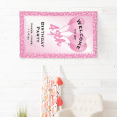Welkom bij mijn 45e verjaardag - Roze/Wit Spandoek (Insitu)
