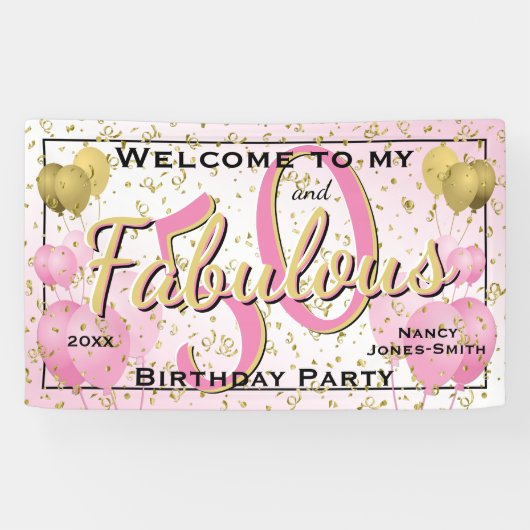 Welkom bij mijn 50- en Fabulous Birthday Party | Spandoek (Horizontaal)