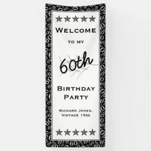 Welkom bij mijn 60e verjaardag Black and White Spandoek