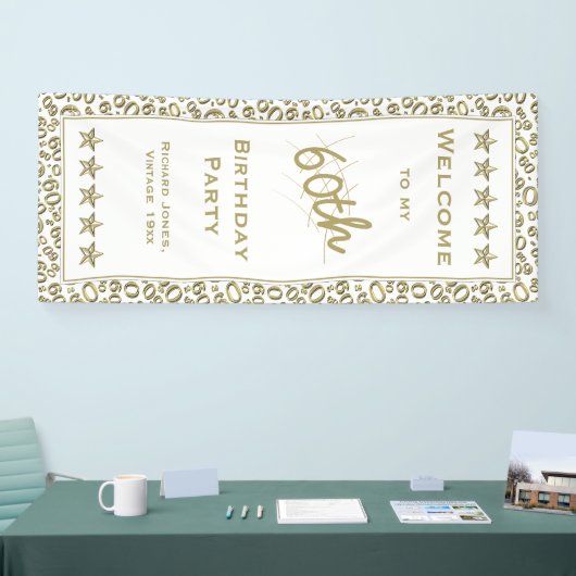 Welkom bij mijn 60e verjaardag - Goud en wit Spandoek (Beurs)