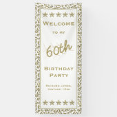 Welkom bij mijn 60e verjaardag - Goud en wit Spandoek (Verticaal)