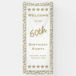 Welkom bij mijn 60e verjaardag - Goud en wit Spandoek