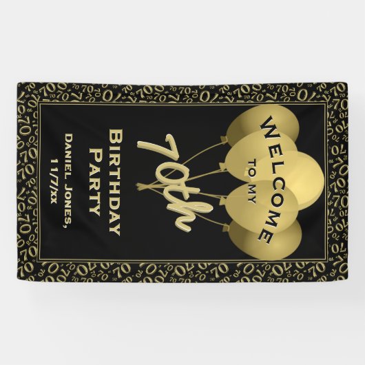 Welkom bij mijn 70e verjaardag - Gold/Black Spandoek (Horizontaal)