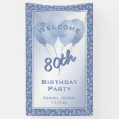 Welkom bij mijn 80e verjaardag: Blauw/wit Spandoek (Verticaal)