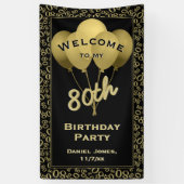 Welkom bij mijn 80e verjaardag - Gold/Black Spandoek (Verticaal)
