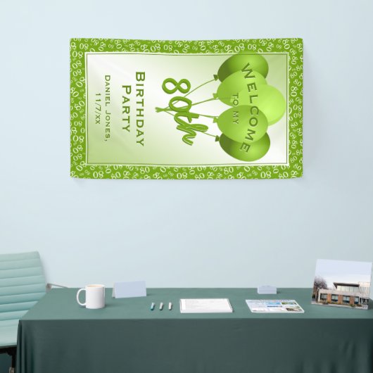 Welkom bij mijn 80ste verjaardag: Groen/Wit Spandoek (Beurs)