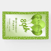 Welkom bij mijn 80ste verjaardag: Groen/Wit Spandoek (Horizontaal)