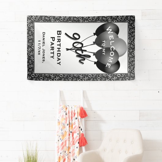 Welkom bij mijn 90e verjaardag: zwart-wit spandoek (Insitu)