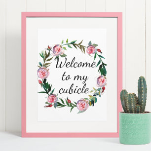 Welkom bij mijn Cubicle Sign Kantoor Desk Poster
